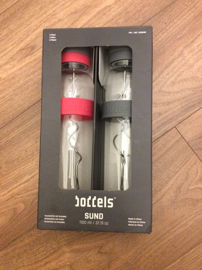 BODDELS CARAFE 1.1 L グラスカフェ 2本セット 2PK スティック付き 1100ml フルーツ串付き 耐熱ガラス